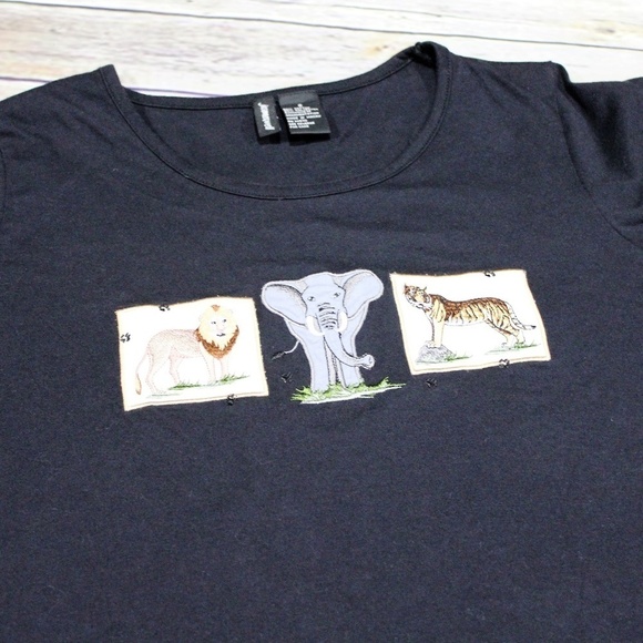 Jason Maxwell Top Size Small Safari Animals Black - Picture 1 of 5